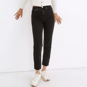 Madewell High Waisted Classic Straight Mom Jean in Washed Black